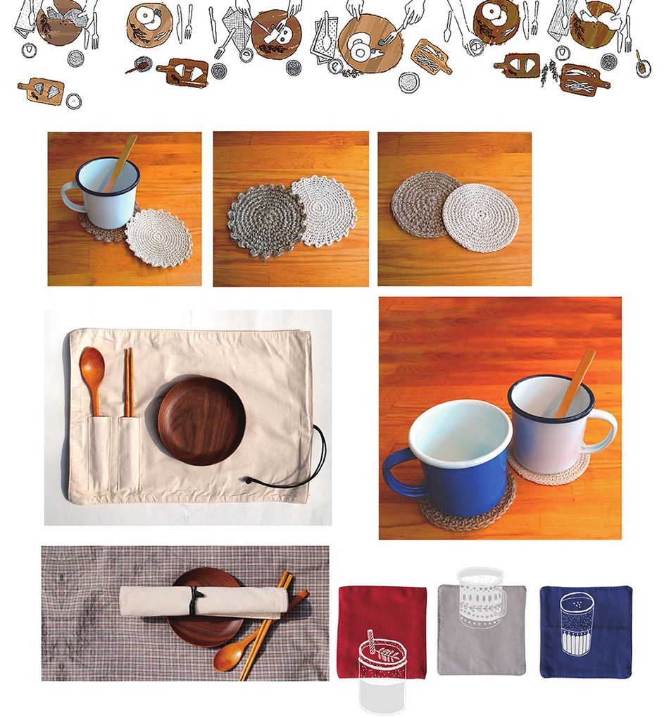 客製化餐具袋、餐具捲、筆捲、餐墊、杯墊