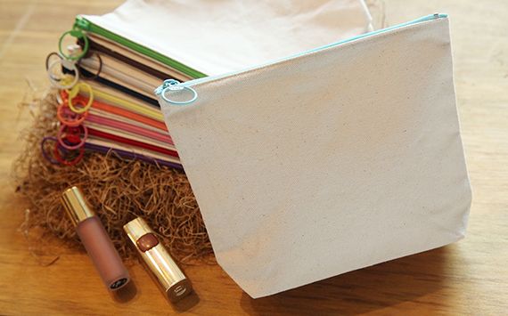 中帆布有底收納包 多色拉鍊