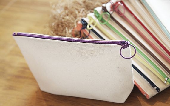 中帆布有底收納包 多色拉鍊